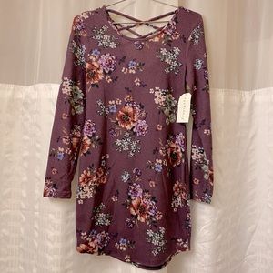 Eye Candy Women Purple Floral Casual Dress Size Medium New In Tags!!